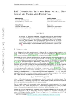 PAC Confidence Sets for Deep Neural Networks via Calibrated Prediction