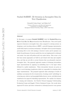 Stacked DeBERT: All Attention in Incomplete Data for Text Classification