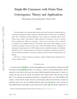 Single-Bit Consensus with Finite-Time Convergence: Theory and
  Applications
