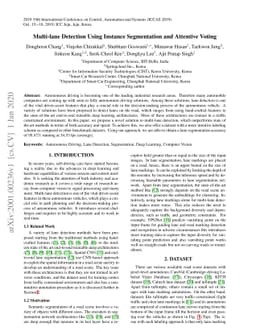 Multi-lane Detection Using Instance Segmentation and Attentive Voting