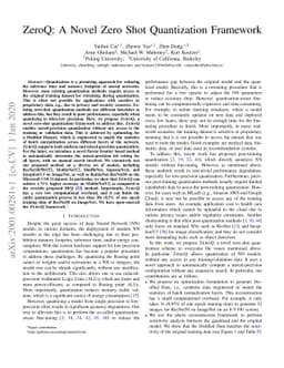 ZeroQ: A Novel Zero Shot Quantization Framework