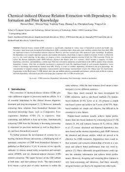 Chemical-induced Disease Relation Extraction with Dependency Information
  and Prior Knowledge