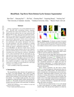 BlendMask: Top-Down Meets Bottom-Up for Instance Segmentation