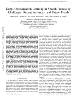 Deep Representation Learning in Speech Processing: Challenges, Recent
  Advances, and Future Trends
