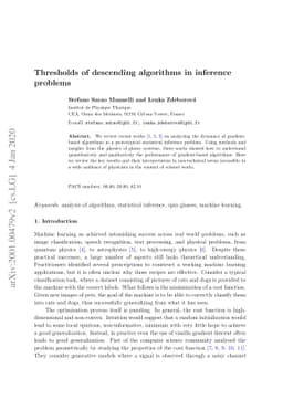 Thresholds of descending algorithms in inference problems