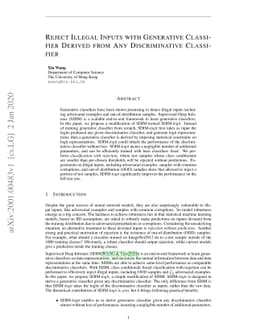 Reject Illegal Inputs with Generative Classifier Derived from Any
  Discriminative Classifier