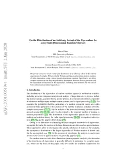 On the Distribution of an Arbitrary Subset of the Eigenvalues for some
  Finite Dimensional Random Matrices