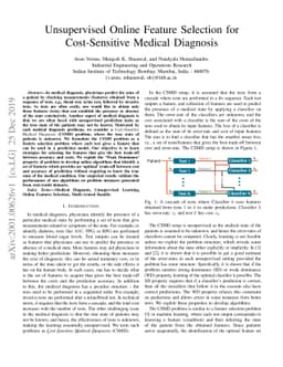 Unsupervised Online Feature Selection for Cost-Sensitive Medical
  Diagnosis