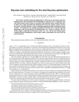 Bayesian task embedding for few-shot Bayesian optimization