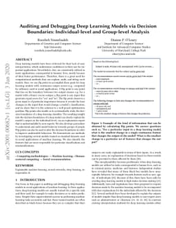 Auditing and Debugging Deep Learning Models via Decision Boundaries:
  Individual-level and Group-level Analysis