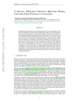 A Neural Dirichlet Process Mixture Model for Task-Free Continual
  Learning
