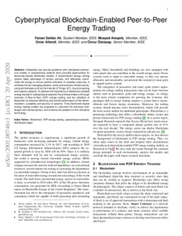 Cyberphysical Blockchain-Enabled Peer-to-Peer Energy Trading