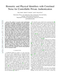 Biometric and Physical Identifiers with Correlated Noise for
  Controllable Private Authentication