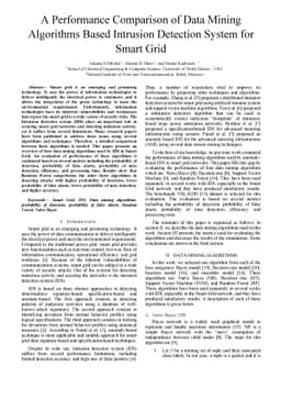 A Performance Comparison of Data Mining Algorithms Based Intrusion
  Detection System for Smart Grid