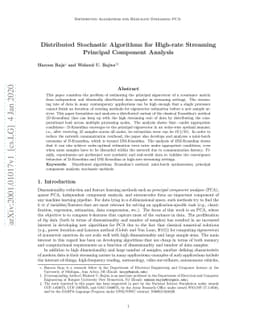 Distributed Stochastic Algorithms for High-rate Streaming Principal
  Component Analysis