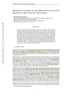 Empirical Studies on the Properties of Linear Regions in Deep Neural
  Networks