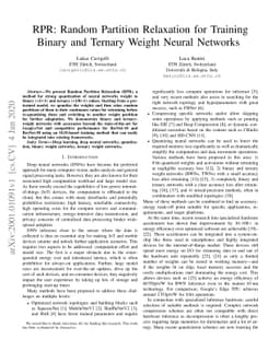 RPR: Random Partition Relaxation for Training; Binary and Ternary Weight
  Neural Networks