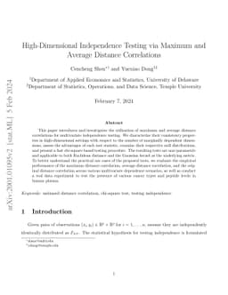 High-Dimensional Independence Testing via Maximum and Average Distance
  Correlations