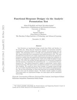 Functional Response Designs via the Analytic Permutation Test