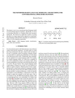 Transformer-based language modeling and decoding for conversational
  speech recognition