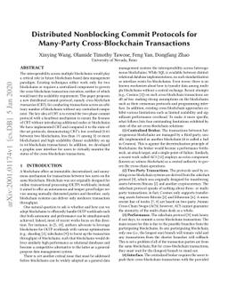 Distributed Nonblocking Commit Protocols for Many-Party Cross-Blockchain
  Transactions