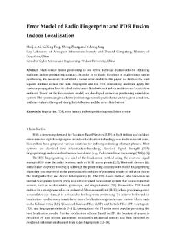 Error Model of Radio Fingerprint and PDR Fusion Indoor Localization