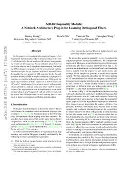 Self-Orthogonality Module: A Network Architecture Plug-in for Learning
  Orthogonal Filters