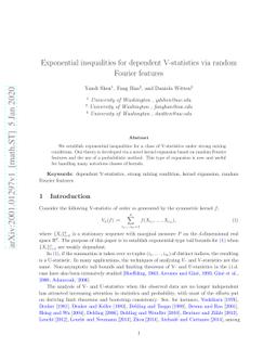 Exponential inequalities for dependent V-statistics via random Fourier
  features