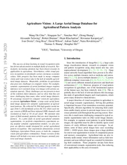 Agriculture-Vision: A Large Aerial Image Database for Agricultural
  Pattern Analysis