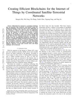 Creating Efficient Blockchains for the Internet of Things by Coordinated
  Satellite-Terrestrial Networks