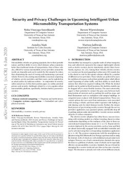 Security and Privacy Challenges in Upcoming Intelligent Urban
  Micromobility Transportation Systems