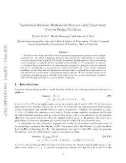 Variational Bayesian Methods for Stochastically Constrained System
  Design Problems