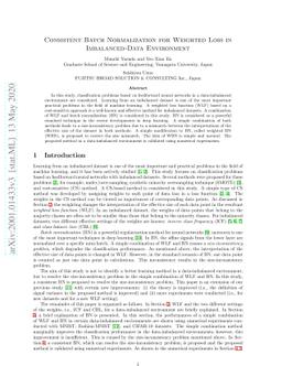 Consistent Batch Normalization for Weighted Loss in Imbalanced-Data
  Environment