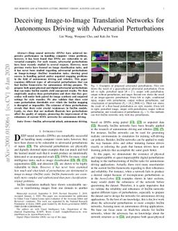 Deceiving Image-to-Image Translation Networks for Autonomous Driving
  with Adversarial Perturbations