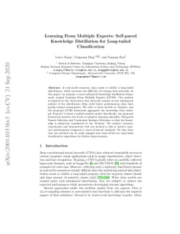 Learning From Multiple Experts: Self-paced Knowledge Distillation for
  Long-tailed Classification