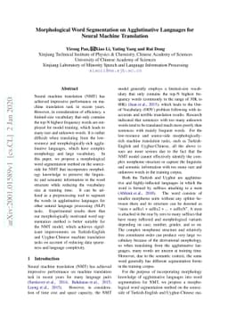 Morphological Word Segmentation on Agglutinative Languages for Neural
  Machine Translation