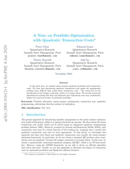 A Note on Portfolio Optimization with Quadratic Transaction Costs