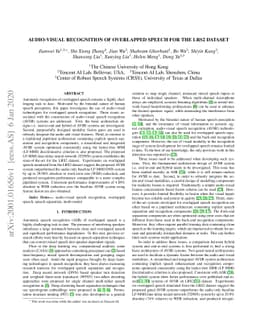 Audio-visual Recognition of Overlapped speech for the LRS2 dataset