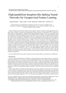 High-parallelism Inception-like Spiking Neural Networks for Unsupervised
  Feature Learning