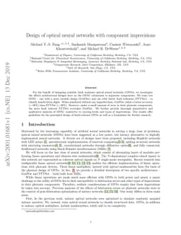 Design of optical neural networks with component imprecisions