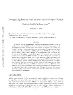 Recognizing Images with at most one Spike per Neuron