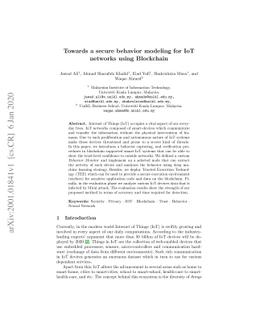 Towards a secure behavior modeling for IoT networks using Blockchain