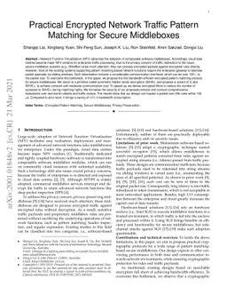 Towards Practical Encrypted Network Traffic Pattern Matching for Secure
  Middleboxes