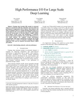 High Performance I/O For Large Scale Deep Learning