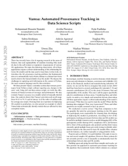 Vamsa: Automated Provenance Tracking in Data Science Scripts