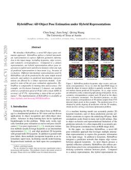 HybridPose: 6D Object Pose Estimation under Hybrid Representations