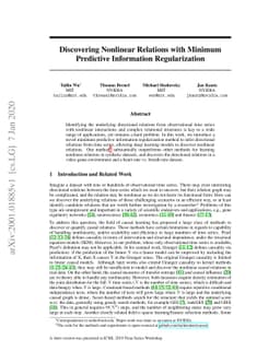 Discovering Nonlinear Relations with Minimum Predictive Information
  Regularization