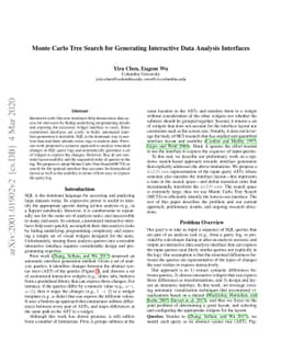 Monte Carlo Tree Search for Generating Interactive Data Analysis
  Interfaces