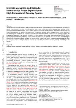 Intrinsic Motivation and Episodic Memories for Robot Exploration of
  High-Dimensional Sensory Spaces