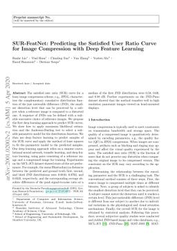 SUR-FeatNet: Predicting the Satisfied User Ratio Curvefor Image
  Compression with Deep Feature Learning